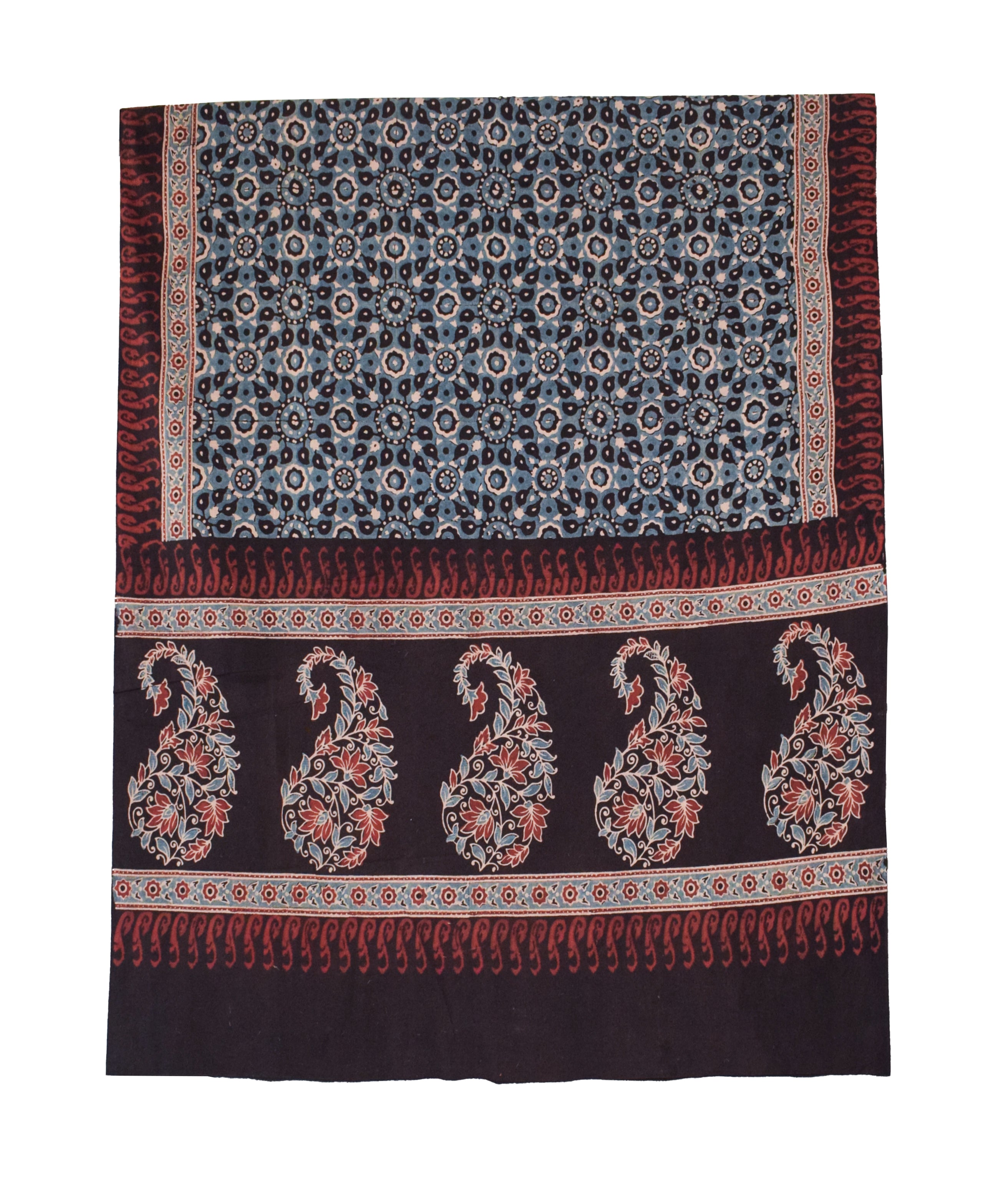 Ajrakh Hand Block Printed Modal Fabric Black – Kutch Craft Collective