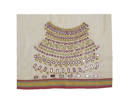 Mirror Work Kala Cotton Hand Embroidered Blouse - Unstitched & Embroidered - 0.8 Mtr Length - SKU : DB09C01B