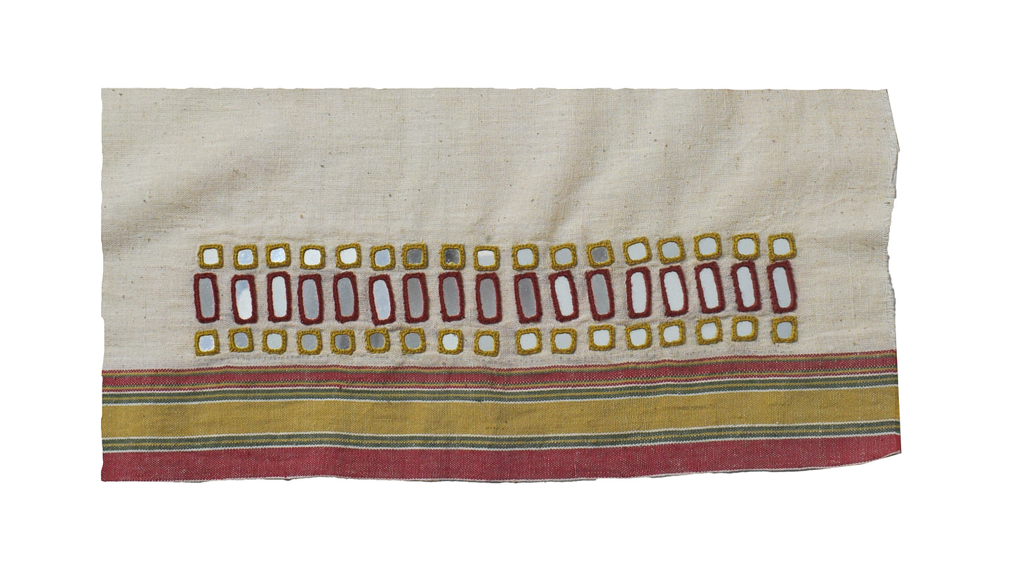 Mirror Work Kala Cotton Hand Embroidered Blouse - Unstitched & Embroidered - 0.8 Mtr Length - SKU : DB09C01B