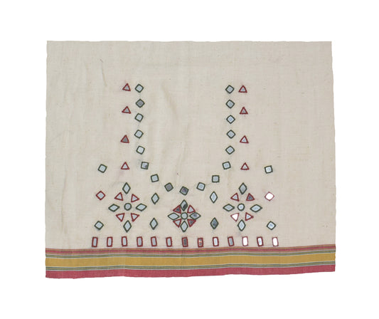 Mirror Work Kala Cotton Hand Embroidered Blouse - Unstitched & Embroidered - 0.8 Mtr Length - SKU : DB09C01C