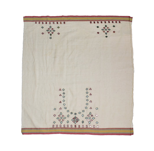 Mirror Work Kala Cotton Hand Embroidered Blouse - Unstitched & Embroidered - 0.8 Mtr Length - SKU : DB09C01C
