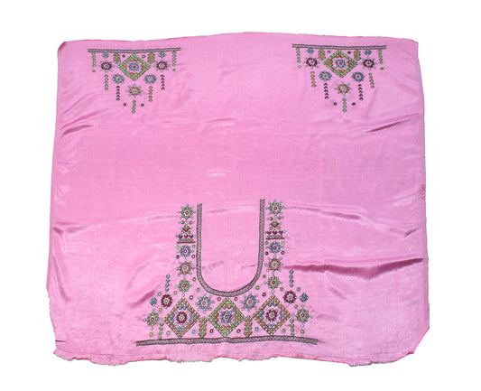 Mutva Work Mashru Silk Hand Embroidered Mirror Work Blouse - Unstitched & Embroidered - 1 Mtr Length - SKU : SH12201A