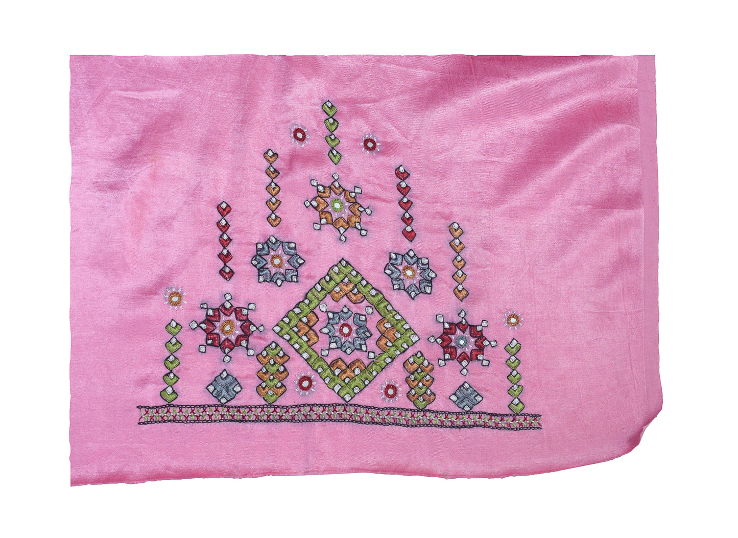 Mutva Work Mashru Silk Hand Embroidered Mirror Work Blouse - Unstitched & Embroidered - 1 Mtr Length - SKU : SH12201A