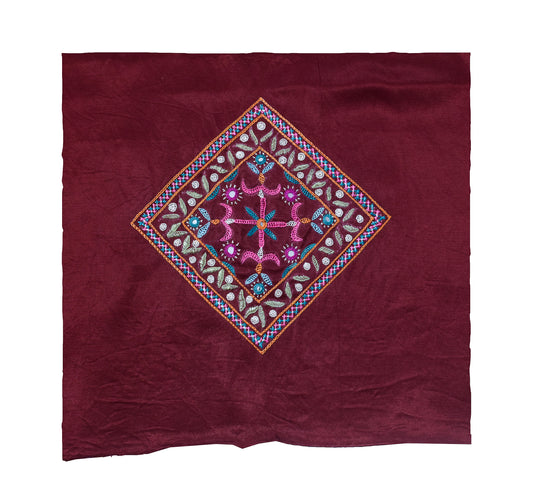 Ahir Work Mashru Silk Hand Embroidered Mirror Work Blouse - Unstitched & Embroidered - 1 Mtr Length - SKU : SH12202A