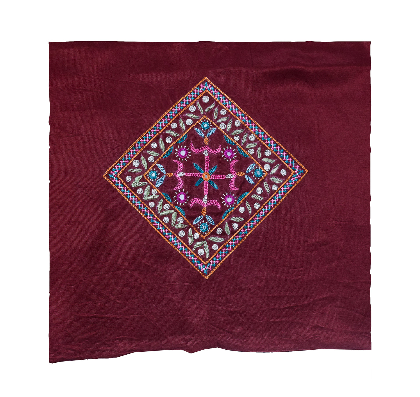 Ahir Work Mashru Silk Hand Embroidered Mirror Work Blouse - Unstitched & Embroidered - 1 Mtr Length - SKU : SH12202A