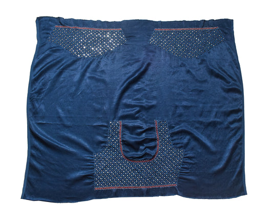 Fine Mirrorwork Mashru Silk Hand Embroidered Blouse - Unstitched & Embroidered - 1 Mtr Length - SKU : RD28301F