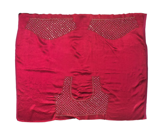 Fine Mirrorwork Mashru Silk Hand Embroidered Blouse - Unstitched & Embroidered - 1 Mtr Length - SKU : RD28301D