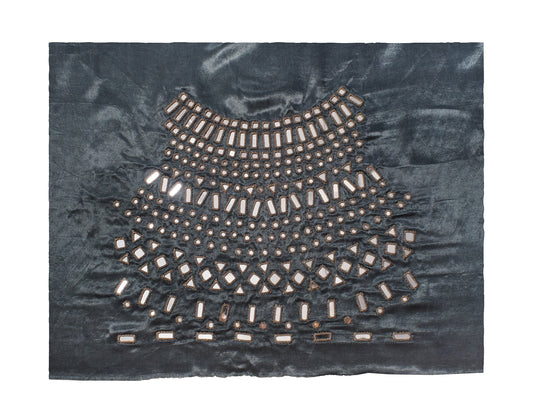 Cut Mirror Work Mashru Silk Hand Embroidered Simple Mirror Work Blouse - Unstitched - 1 Mtr Length - SKU : SH04301C