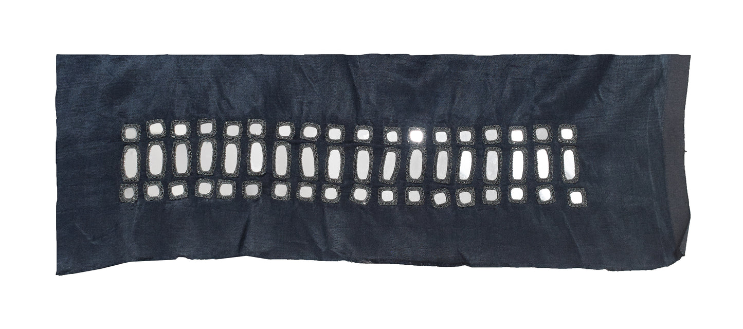 Cut Mirror Work Mashru Silk Hand Embroidered Simple Mirror Work Blouse - Unstitched - 1 Mtr Length - SKU : SH04301A