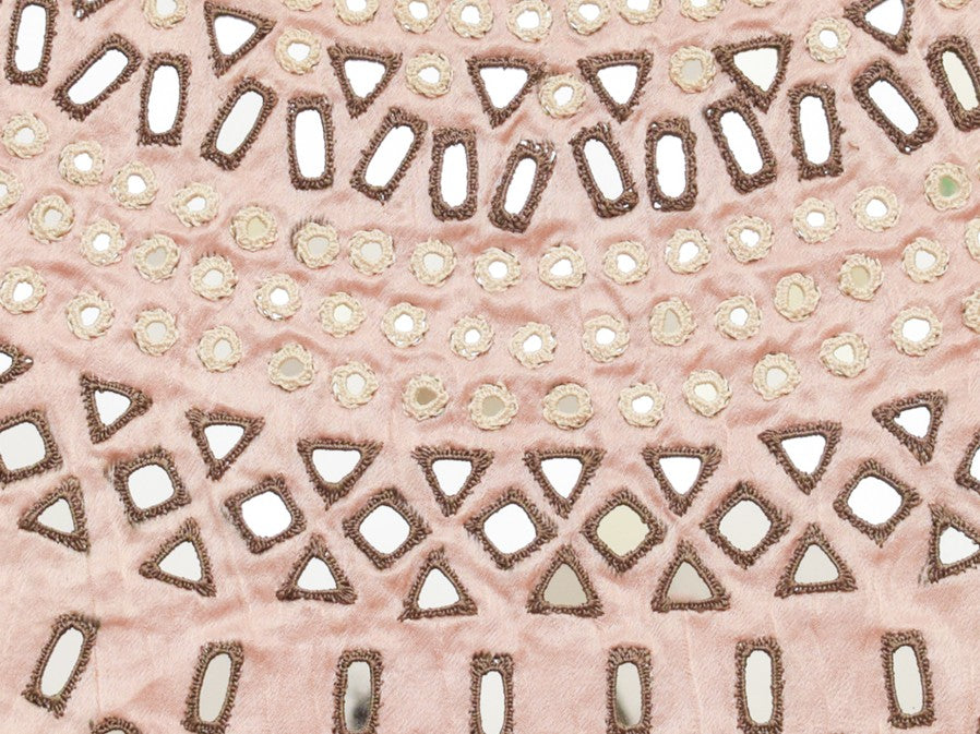 Cut Mirror Work Mashru Silk Hand Embroidery Fine Mirrorwork Blouse - Unstitched - 1 Mtr Length - SKU : SH05903A