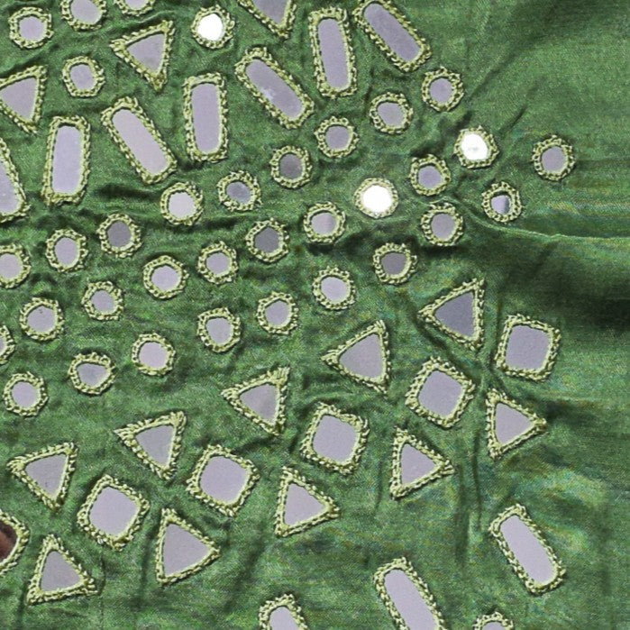 Cut Mirror Work Mashru Silk Hand Embroidered Simple Mirror Work Blouse - Unstitched - 1 Mtr Length - SKU : SH08801B