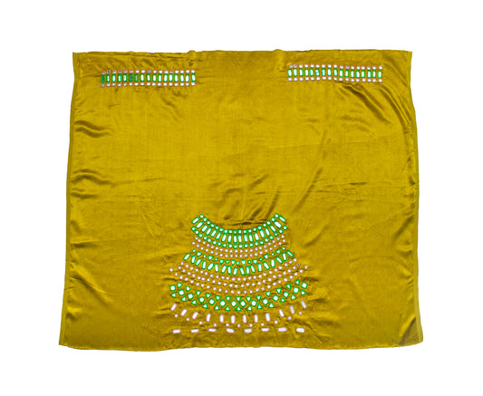 Cut Mirror Work Mashru Silk Hand Embroidered Simple Mirror Work Blouse - Unstitched - 1 Mtr Length - SKU : SH08801A
