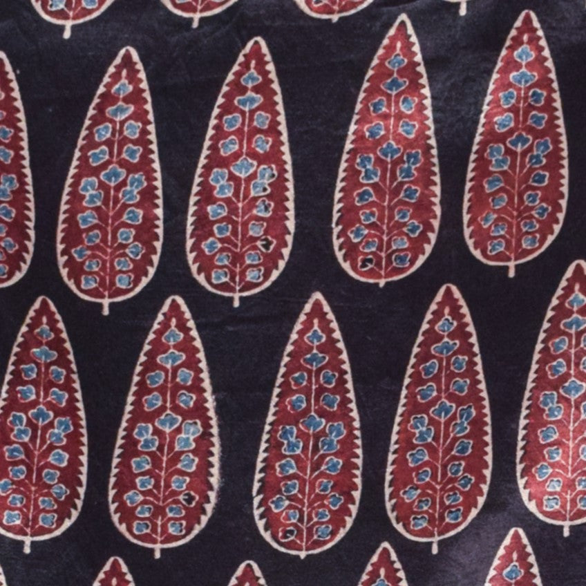 Ajrakh Mashru Silk Natural Dye Hand Block Print Blouse - Unstitched  - 1 Mtr Length    -  SKU : EK20302A