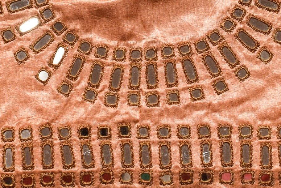 Cut Mirror Work Mashru Silk Small Mirror Work Hand Embroidery Blouse - Unstitched - 1 Mtr Length - SKU : SH23603A