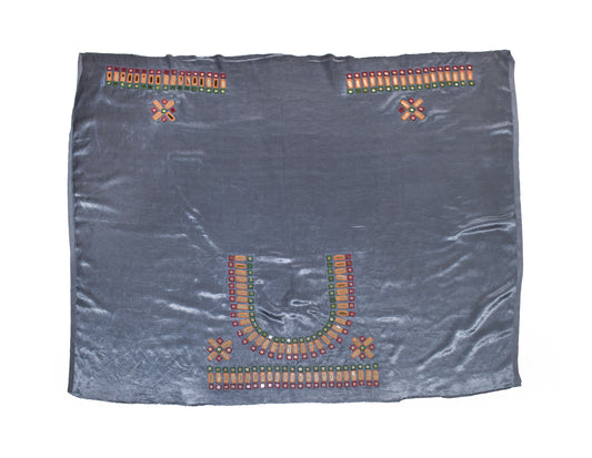 Cut Mirror Work Mashru Silk Hand Embroidery Blouse - Unstitched - 1 Mtr Length - SKU : SH19A01B