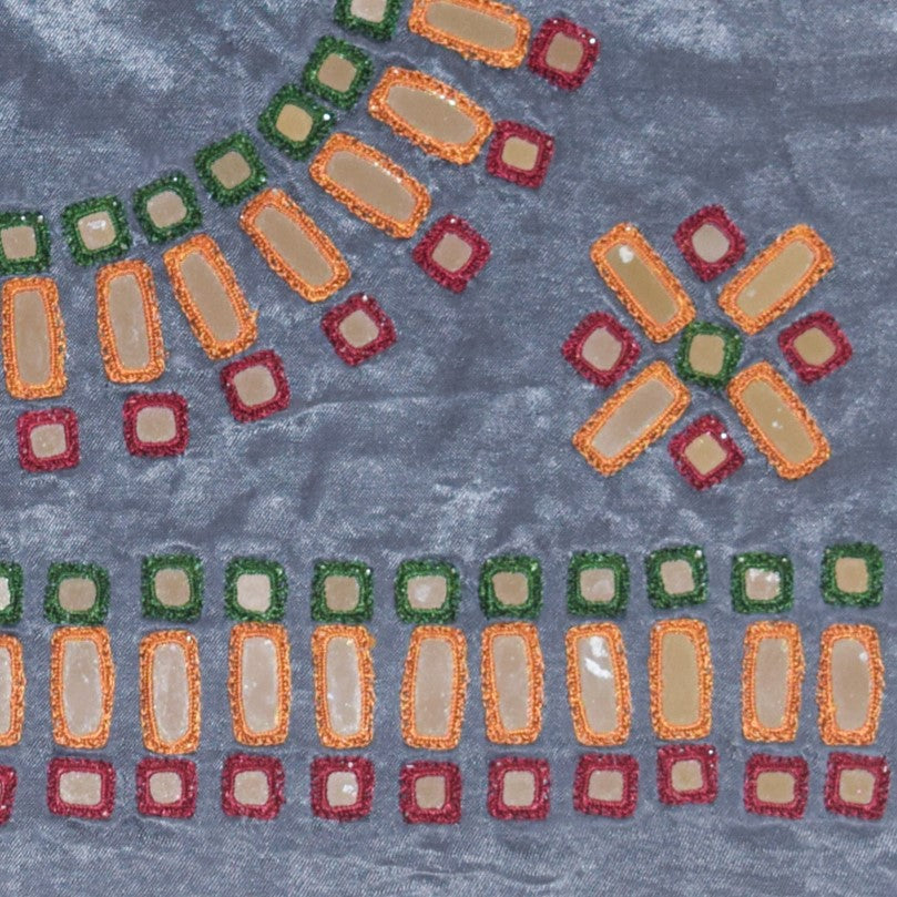 Cut Mirror Work Mashru Silk Hand Embroidery Blouse - Unstitched - 1 Mtr Length - SKU : SH19A01B