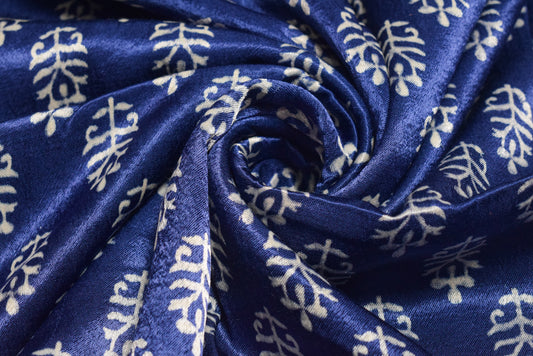 Screen Print Hand Printed Mashru Silk Blouse - Unstitched - 1 Mtr Length - SKU : EK20301S