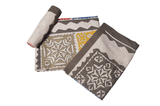 Ajrakh Cotton Natural Dye Kutchi Galicha Hand Block Print Bedsheet - Double King Size - 100 Inch Length - SKU : KD12201A