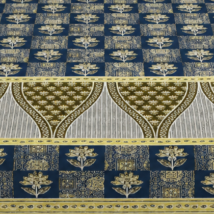 Ajrakh Cotton Natural Dye Kutchi Galicha Hand Block Print Bedsheet - Double King Size - 108 Inch Length - SKU : KD09601C
