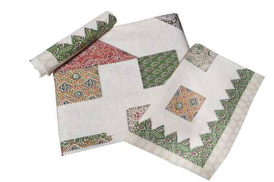 Ajrakh Cotton Natural Dye Kutchi Galicha Hand Block Print Bedsheet - Double King Size - 108 Inch Length - SKU : KD12202A