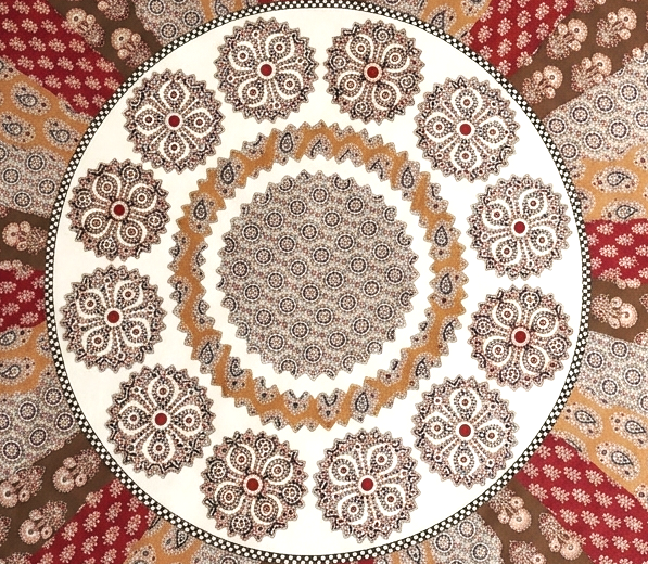 Ajrakh Cotton Natural Dye Kutchi Galicha Hand Block Print Bedsheet - Single - 94 Inch Length - SKU : KD12203C