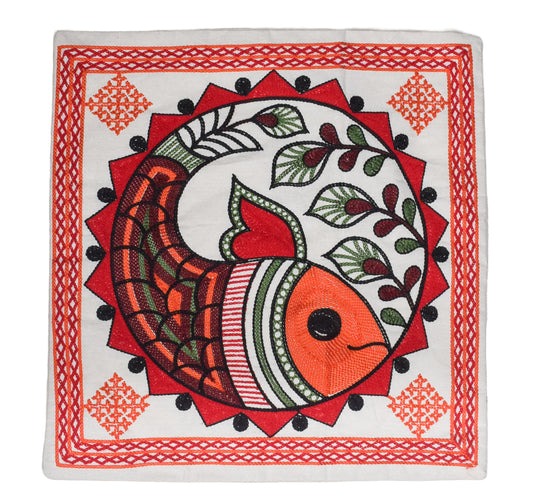 Machine Embroidery Cotton Set Of Five Cushion Cover - 43 cms Length - SKU : NC19402C