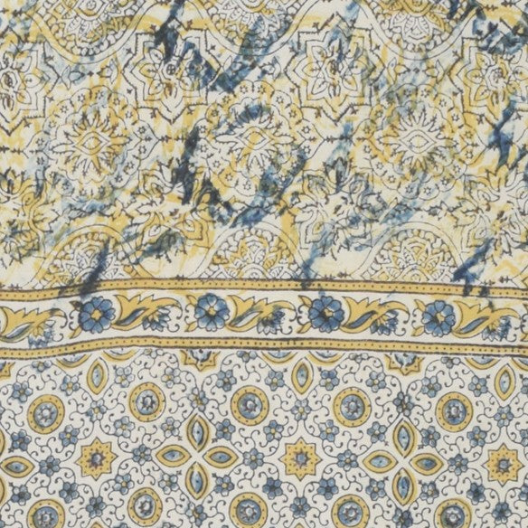 Ajrakh Modal Silk Natural Dye Hand Block Print Dupatta with Golden Border - 2.5 Mtr Length - SKU : AI21B01M