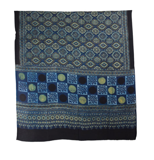 Ajrakh Modal Silk Natural Dye Hand Block Print Dupatta - 2.5 Mtr Length - SKU : AI27802A