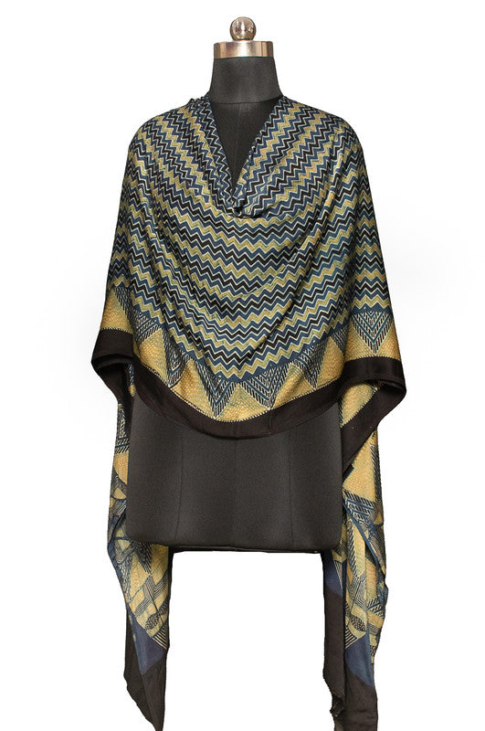 Ajrakh Modal Silk Natural Dye Hand Block Print Dupatta - 2.5 Mtr Length - SKU : ID02701L