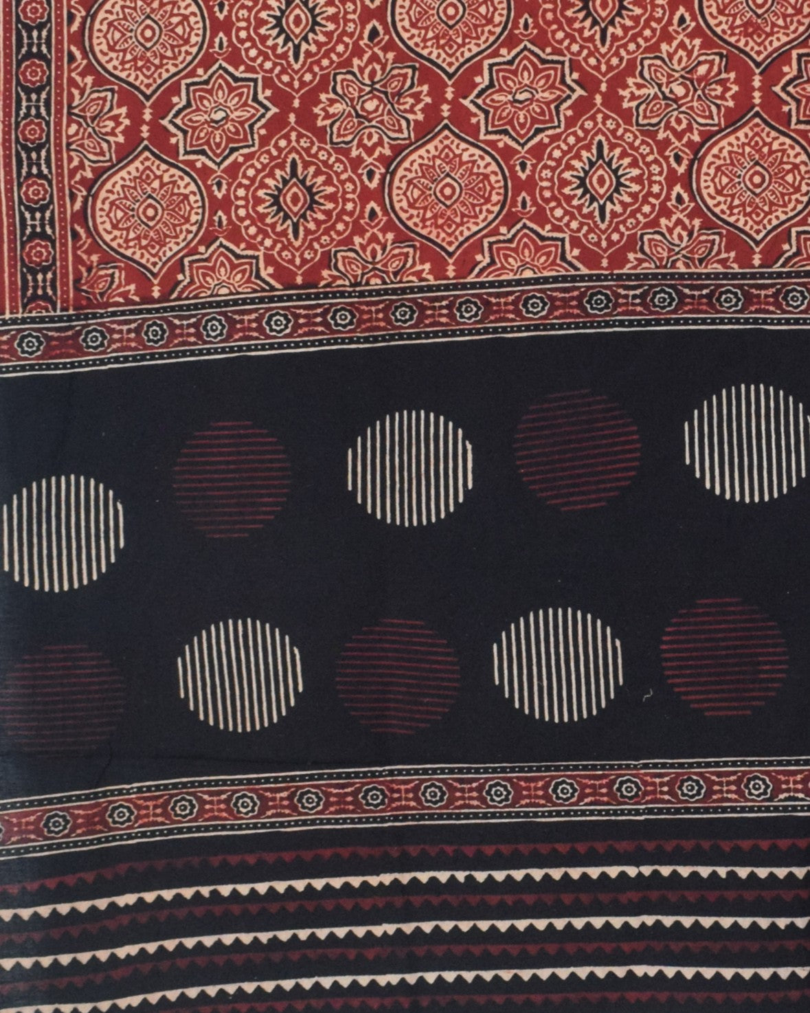 Ajrakh cotton Natural Dye Hand Block Print Dupatta - 2.5 Mtr Length - SKU : IA06503K