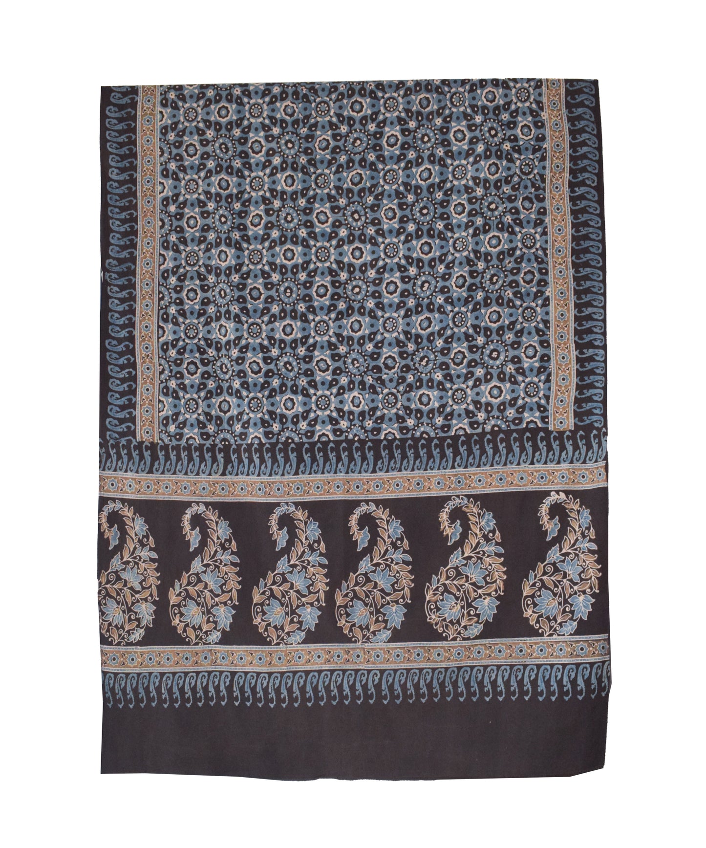 Ajrakh cotton Natural Dye Hand Block Print Dupatta  - 2.5 Mtr Length    -  SKU : ID16201V