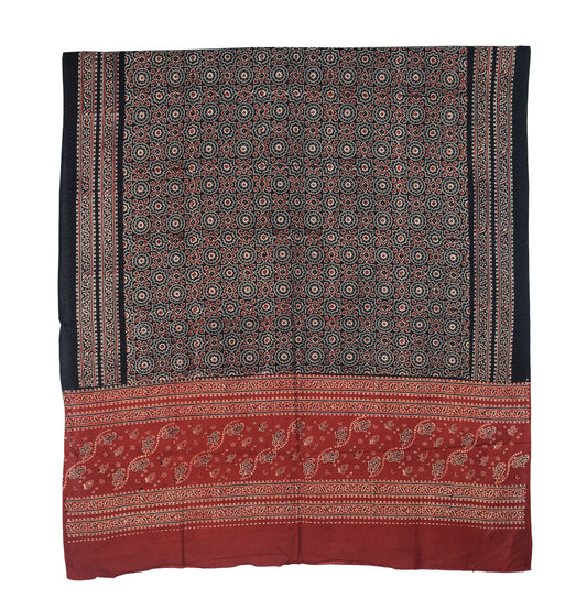 Ajrakh cotton Natural Dye Hand Block Print Dupatta - 2.5 Mtr Length - SKU : IA06503D