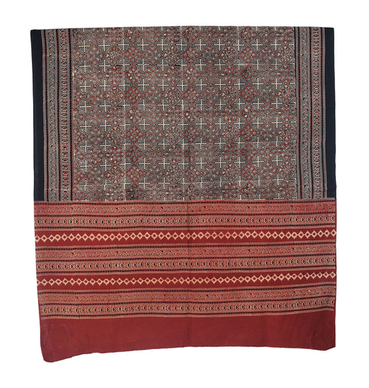 Ajrakh cotton Natural Dye Hand Block Print Dupatta - 2.5 Mtr Length - SKU : IA06503H