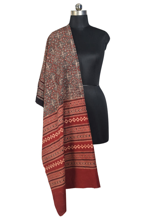 Ajrakh cotton Natural Dye Hand Block Print Dupatta - 2.5 Mtr Length - SKU : IA06503H