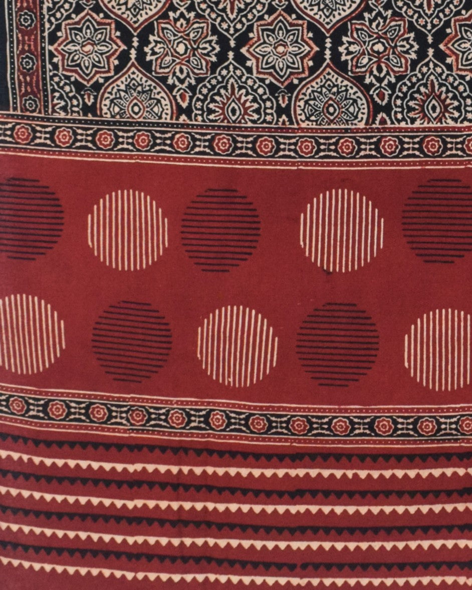 Ajrakh cotton Natural Dye Hand Block Print Dupatta - 2.5 Mtr Length - SKU : IA06503L