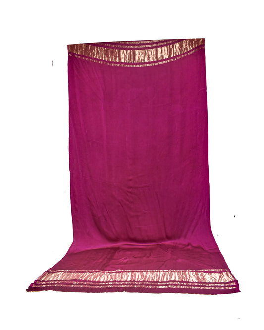 Plain Dyeing Modal Silk Dupatta with Golden Border - 2.5 Mtr Length - SKU : 0061