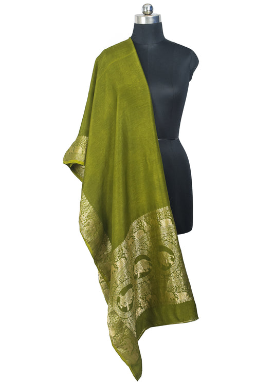 Plain Dyeing Dola Silk With Full Nakshi Border Dupatta - 2.5 Mtr Length - SKU : KK16301B