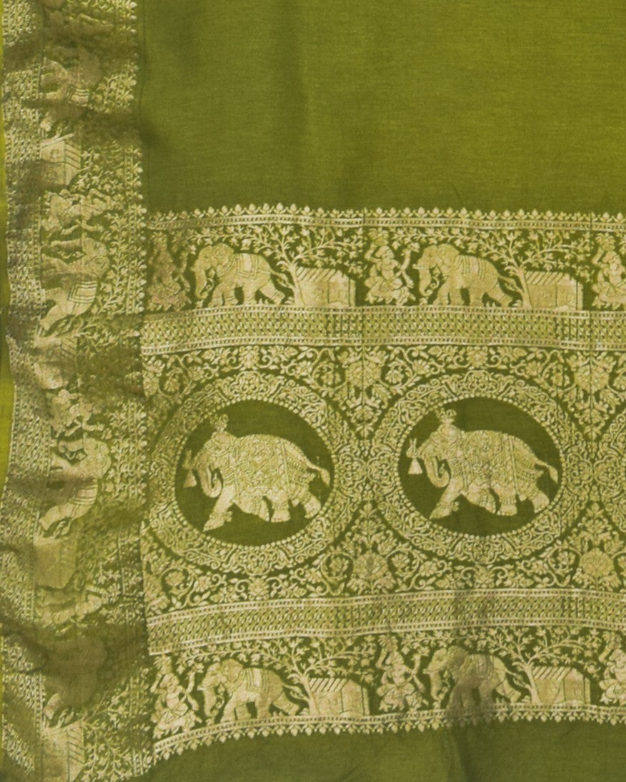 Plain Dyeing Dola Silk With Full Nakshi Border Dupatta - 2.5 Mtr Length - SKU : KK16301B