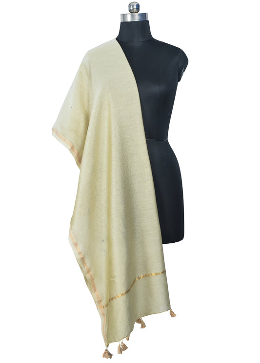 Plain Dyeing Chanderi Silk Plain Hand Dyed Dupatta 36 Inch Width - with Tassels - 2.4 Mtr Length - SKU : ID18304A