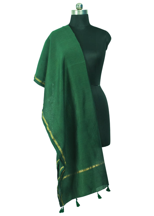 Plain Dyeing Chanderi Silk Plain Hand Dyed Dupatta 36 Inch Width - with Tassels - 2.4 Mtr Length - SKU : ID18304H