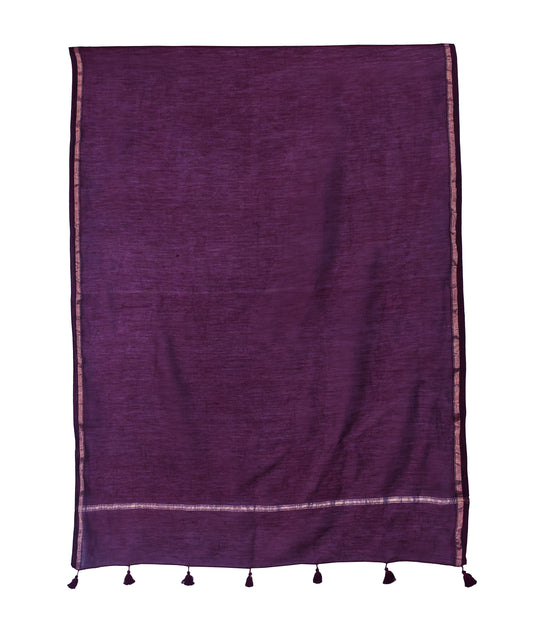 Plain Dyeing Chanderi Silk Plain Hand Dyed Dupatta 36 Inch Width - with Tassels - 2.4 Mtr Length - SKU : ID18304G