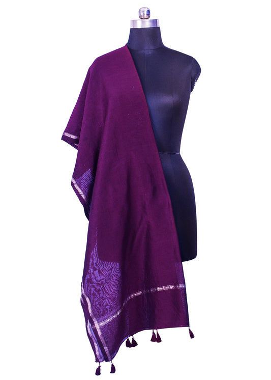 Plain Dyeing Chanderi Silk Plain Hand Dyed Dupatta 36 Inch Width - with Tassels - 2.4 Mtr Length - SKU : ID18304G