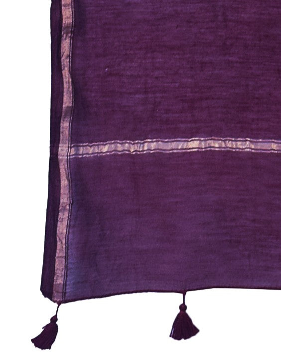 Plain Dyeing Chanderi Silk Plain Hand Dyed Dupatta 36 Inch Width - with Tassels - 2.4 Mtr Length - SKU : ID18304G