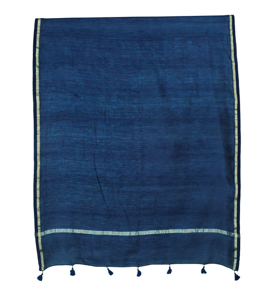Plain Dyeing Chanderi Silk Plain Hand Dyed Dupatta 36 Inch Width - with Tassels - 2.4 Mtr Length - SKU : ID18304B