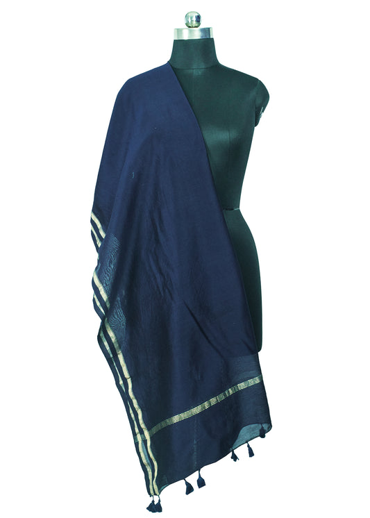 Plain Dyeing Chanderi Silk Plain Hand Dyed Dupatta 36 Inch Width - with Tassels - 2.4 Mtr Length - SKU : ID18304B