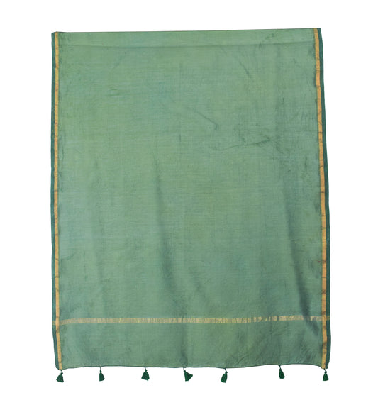 Plain Dyeing Chanderi Silk Plain Hand Dyed Dupatta 36 Inch Width - with Tassels - 2.4 Mtr Length - SKU : ID18304J