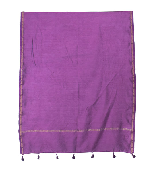 Plain Dyeing Chanderi Silk Plain Hand Dyed Dupatta 36 Inch Width - with Tassels - 2.4 Mtr Length - SKU : ID18304L