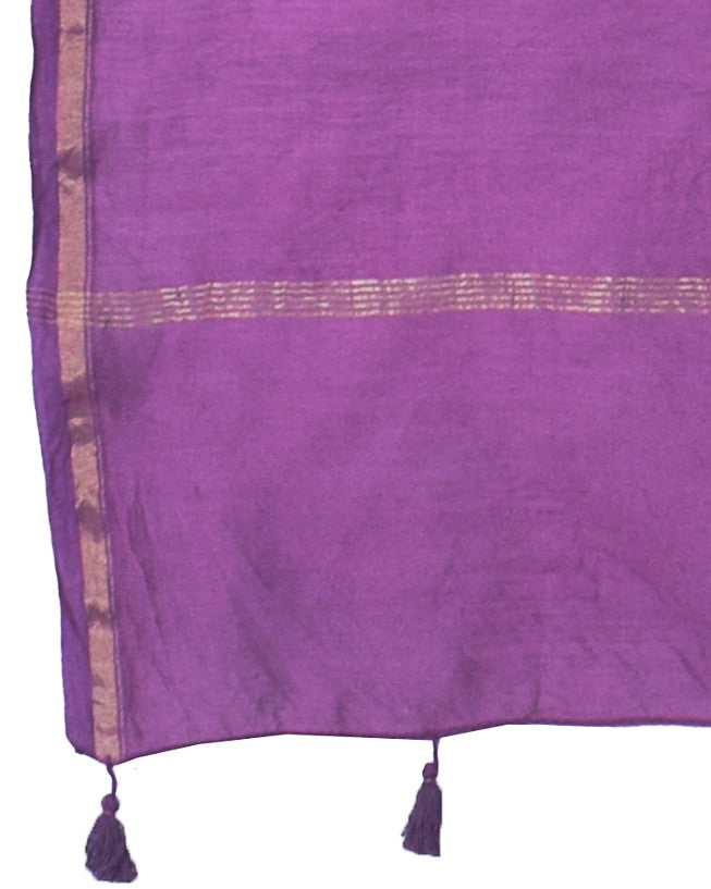 Plain Dyeing Chanderi Silk Plain Hand Dyed Dupatta 36 Inch Width - with Tassels - 2.4 Mtr Length - SKU : ID18304L