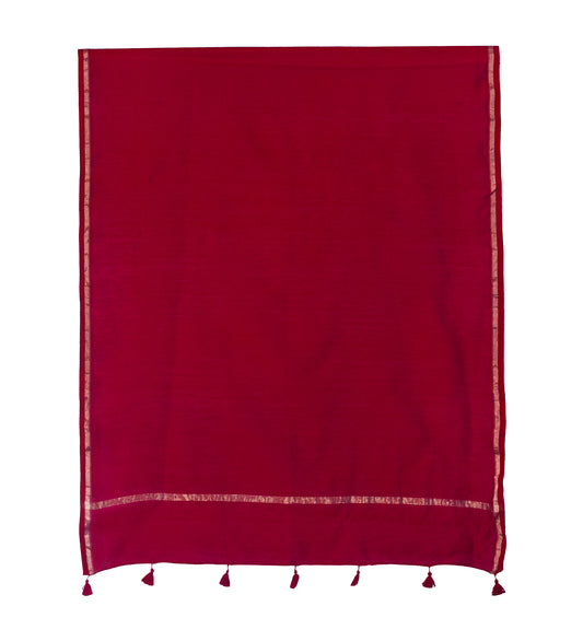 Plain Dyeing Chanderi Silk Plain Hand Dyed Dupatta 36 Inch Width - with Tassels - 2.4 Mtr Length - SKU : ID18304C