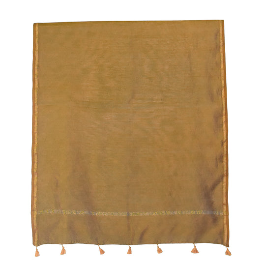 Plain Dyeing Chanderi Silk Plain Hand Dyed Dupatta 36 Inch Width - with Tassels - 2.4 Mtr Length - SKU : ID18304F